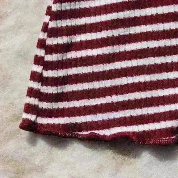 VINE & LOVE Retro Flare Bell Sleeves Turtleneck Ribbed Striped Top Women Large - Picture 5 of 8